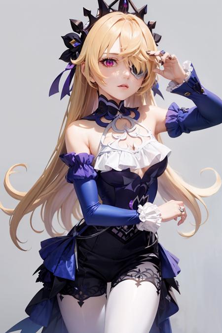 00722-2587767988-masterpiece, best quality, _lora_fischl_1_,official alternate costume, 1girl,blonde hair, long hair,red eyes,tiara,hair over one.png